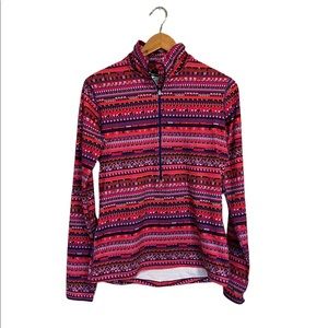 Nike Pro Dri-fit Purple Block Design 1/4 Zip Collared Work Out Top Size L